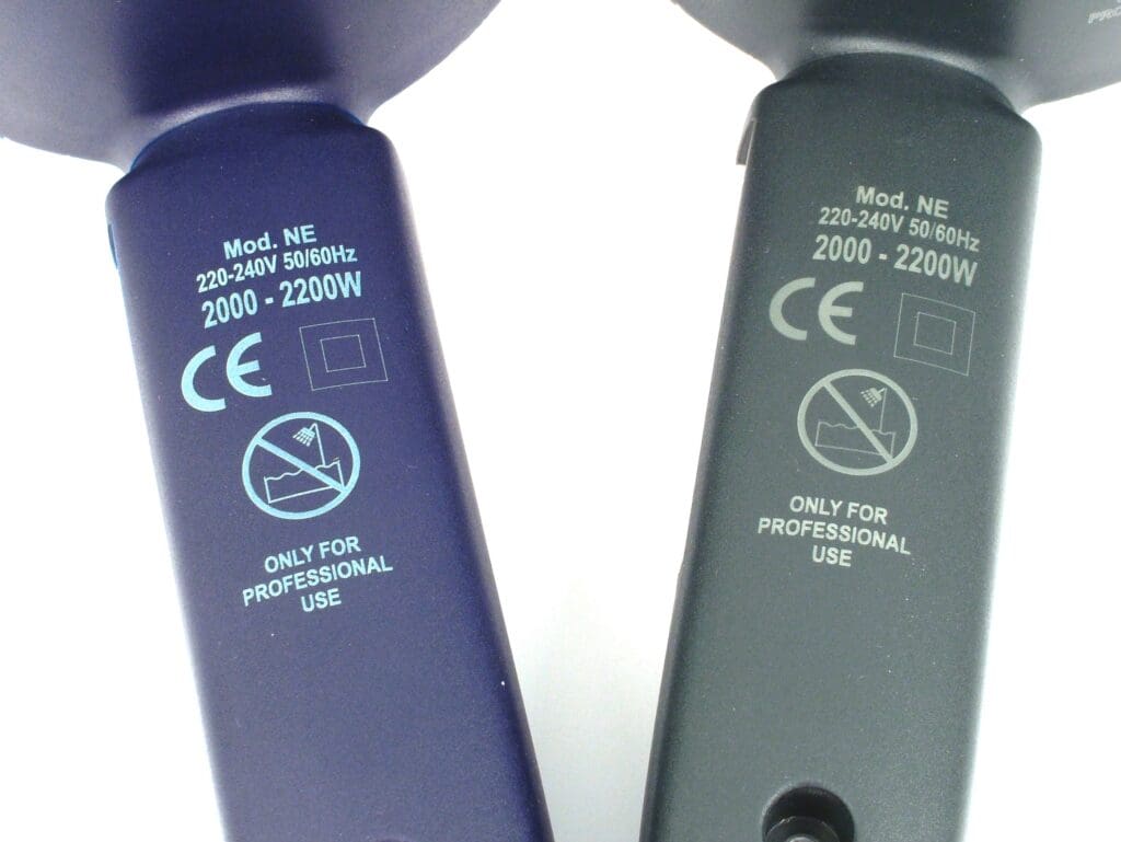 Two electronic devices with a blue and grey logo.